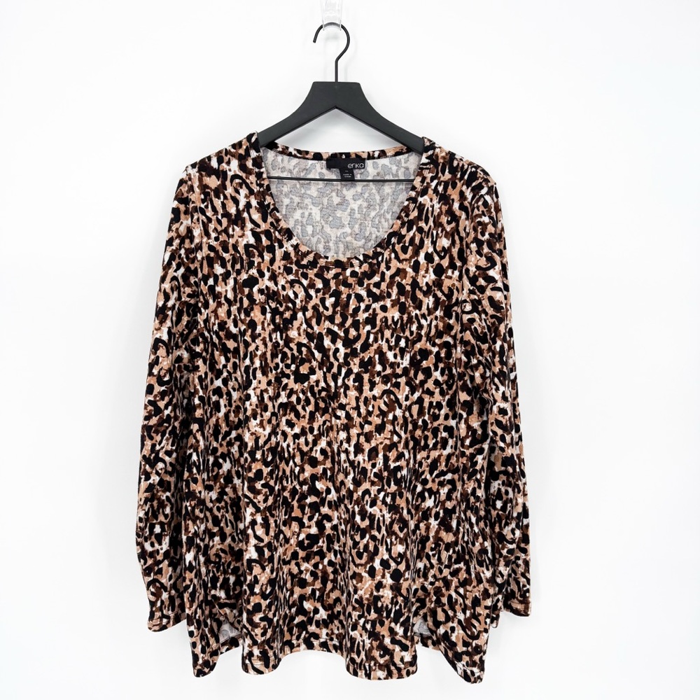 Erika Leopard Print Knit Sweater Top XL